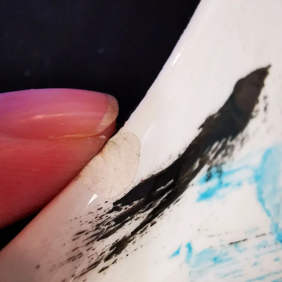 California Pottery Vintage Serving Set Blue and Black Brushstroke Plaid 6 Pieces - Picture 13 of 16